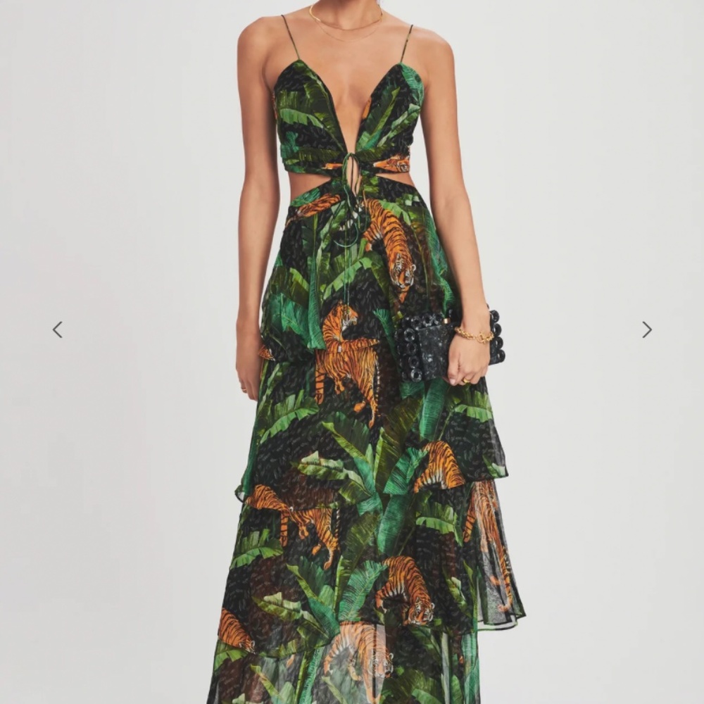 Retrofete PAULINA SILK CHIFFON DRESS (XS) (Safari)